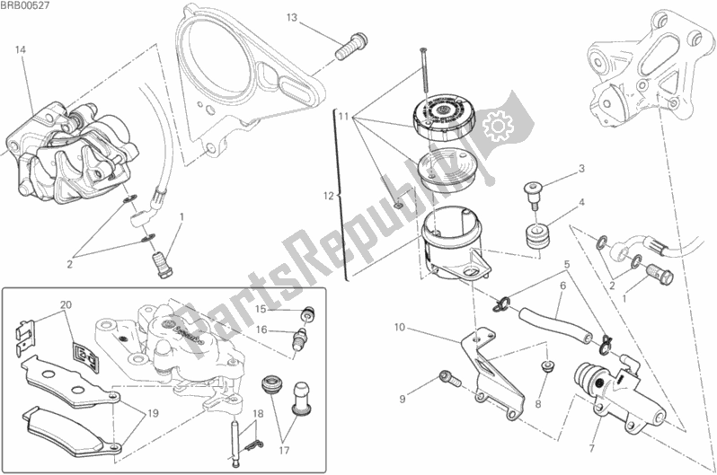 All parts for the Rear Brake System of the Ducati Diavel Xdiavel Thailand 1260 2016